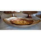 Coupelle ovale marron bord doré 23x13cm AULICA