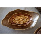 Coupelle ovale rose bord doré 34x19cm AULICA
