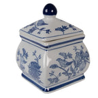 Couvercle de pot de conservation 13x13x17 cm blanc bleu céramique Clayre & Eef.