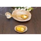 Couverts à salade dorés pierre agate beige AULICA