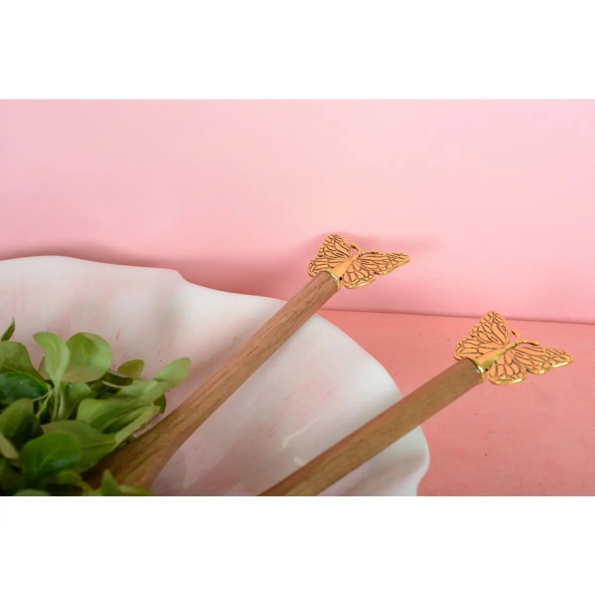 Couverts à salade papillon doré AULICA