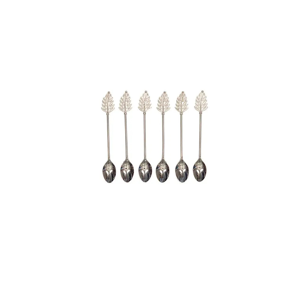 Cuillères à café argent feuille - lot de 6 AULICA