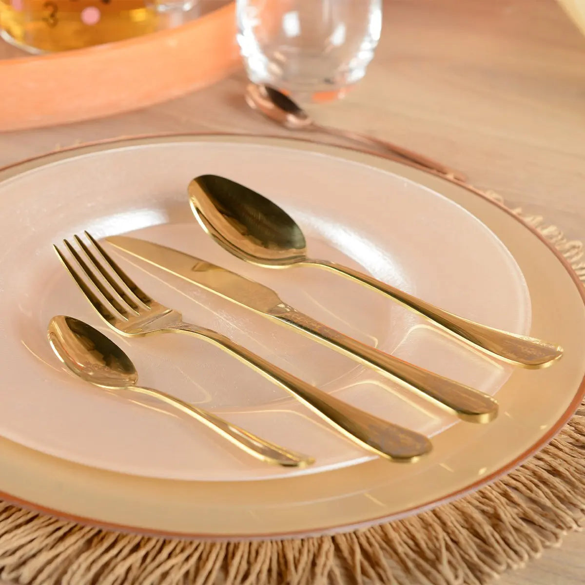 Cuillères à thé dorées brillantes arabesques- lot de 6 AULICA