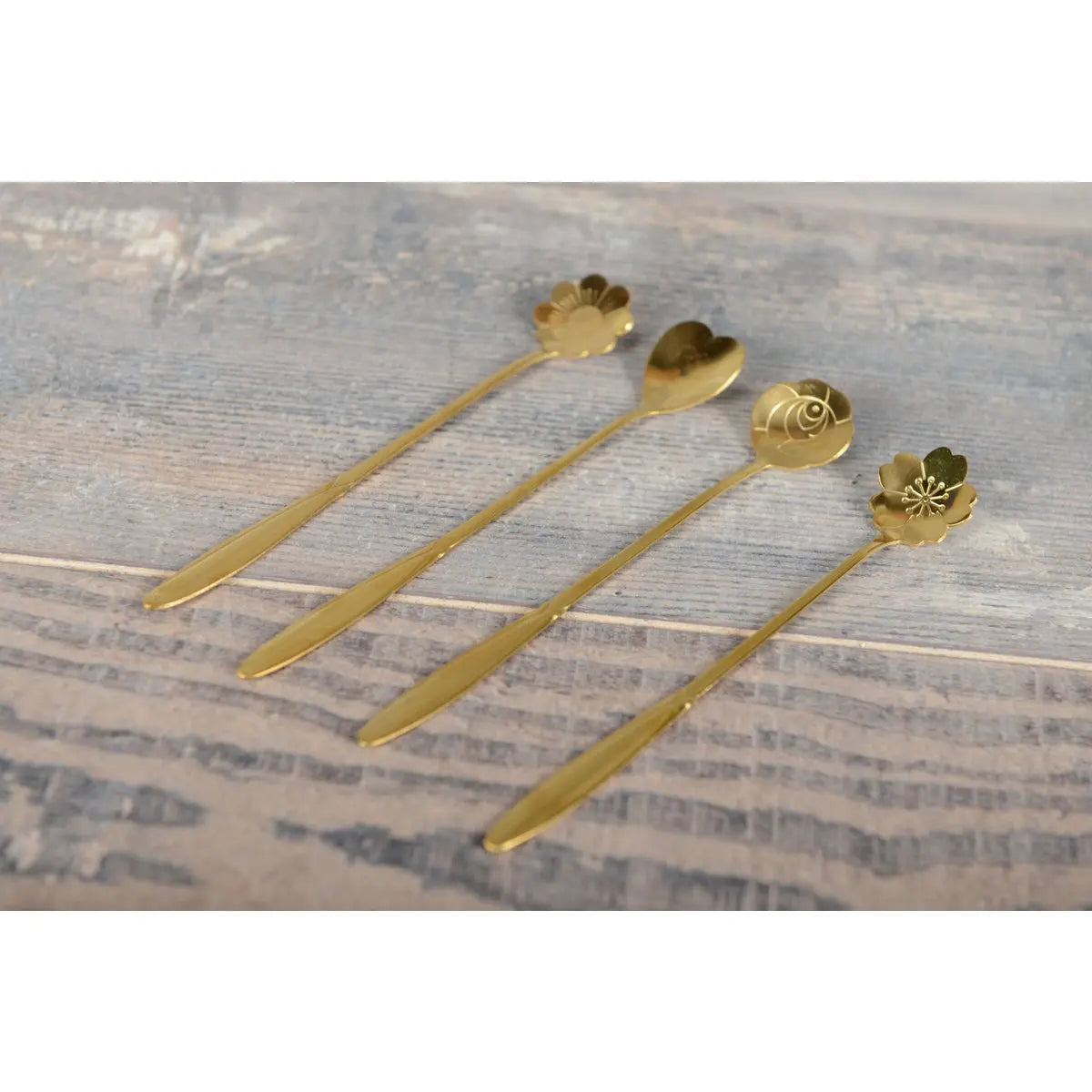 Cuillères dorées longue fleur - lot de 4 AULICA
