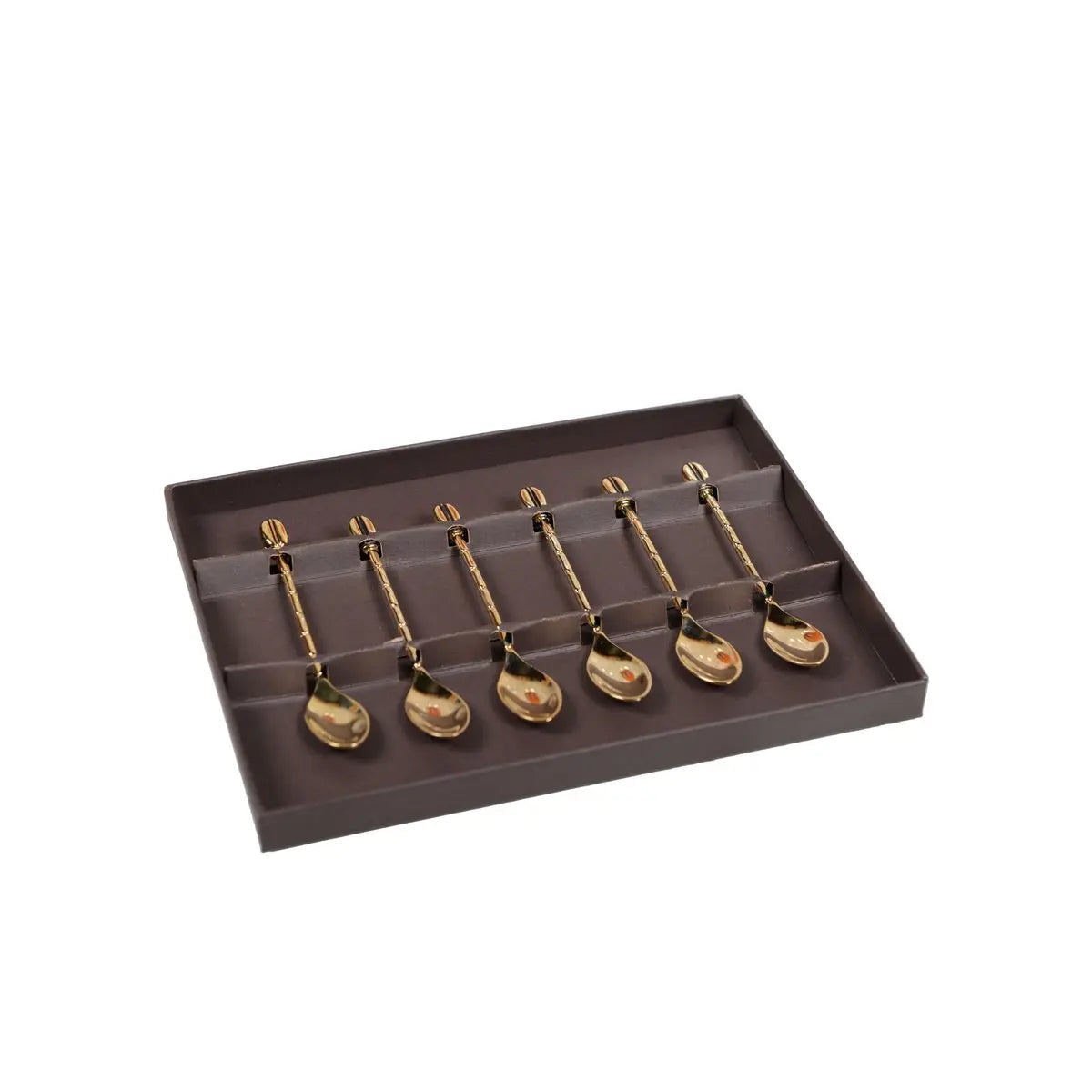 Cuillères moka grain de café dorées avec boîte - lot de 6 AULICA