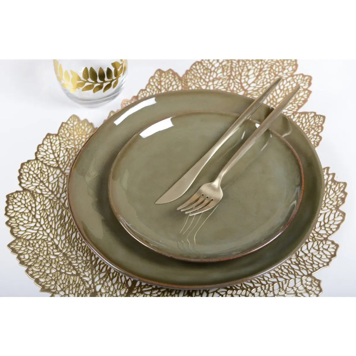 Dessous d'assiette feuille chêne doré AULICA