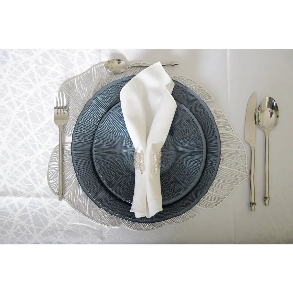 Dessous d'assiette feuille filigrane argent AULICA