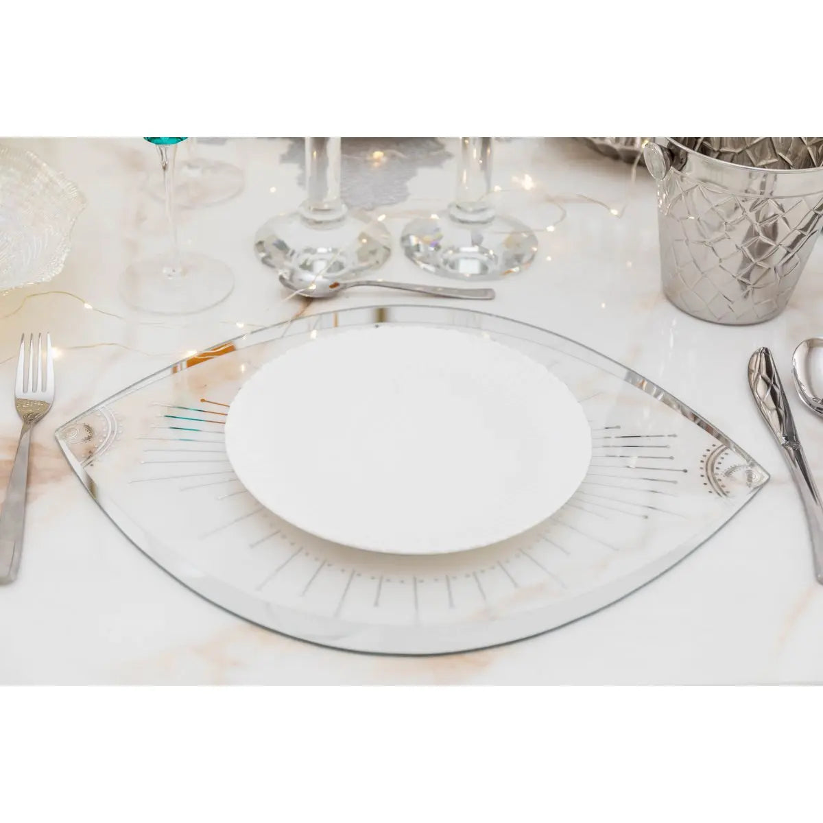 Dessous d'assiette œil en verre transparent 43x33cm AULICA
