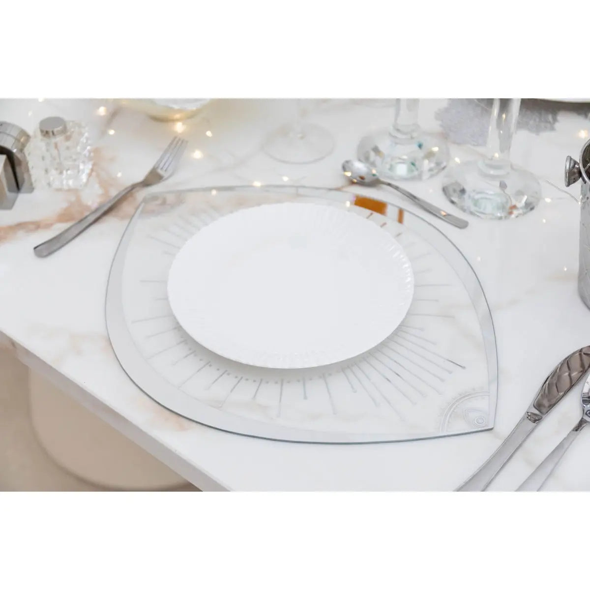 Dessous d'assiette œil en verre transparent 43x33cm AULICA