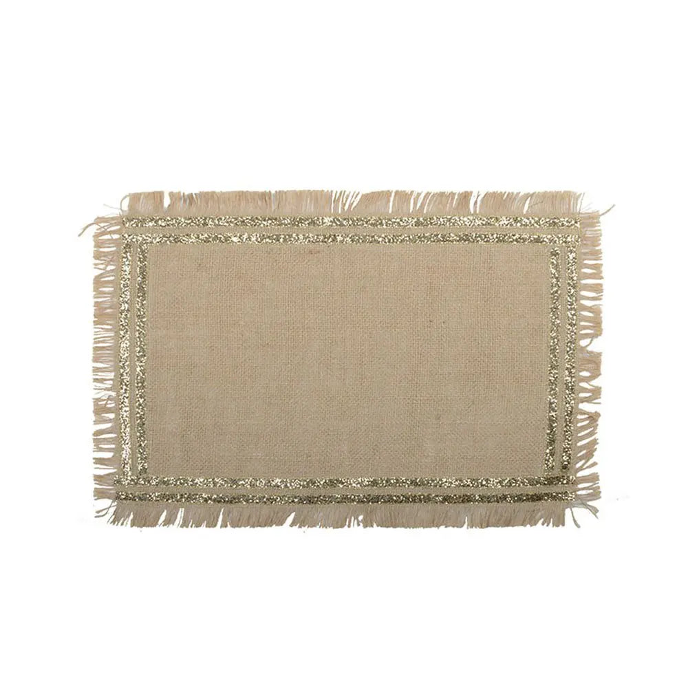 Dessous d'assiette rectangulaire en toile de jute doré AULICA