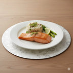 Dessous d'assiette rond design fleurs argentées AULICA