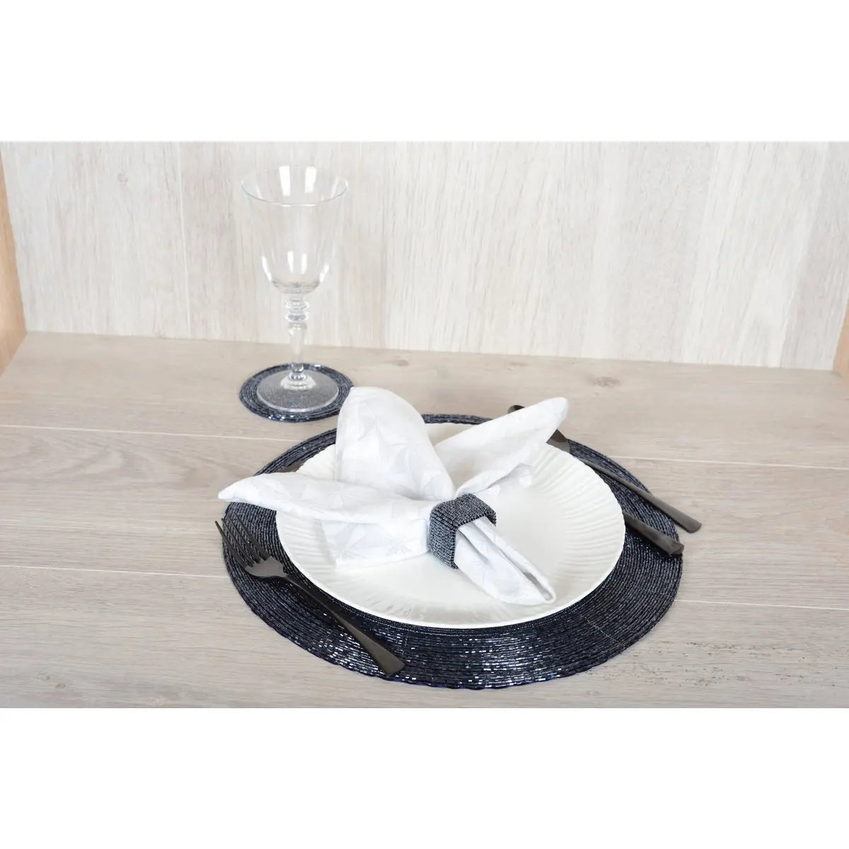 Dessous de verre perle bleu foncé - lot de 6 AULICA