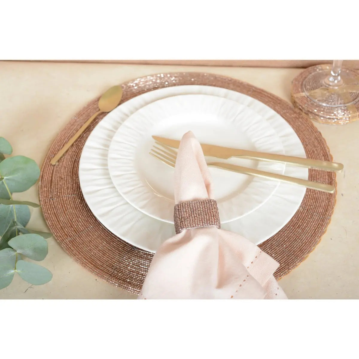 Dessous de verre perle pêche - lot de 6 AULICA