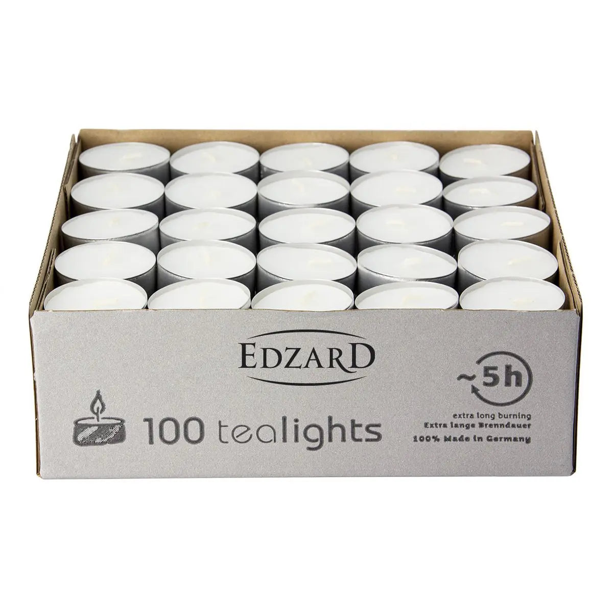 EDZARD 100 pièces WENZEL Bougies chauffe-plat Bougies chauffe-plat, blanc, couvercle en aluminium, sans parfum EDZARD-SHOP.com