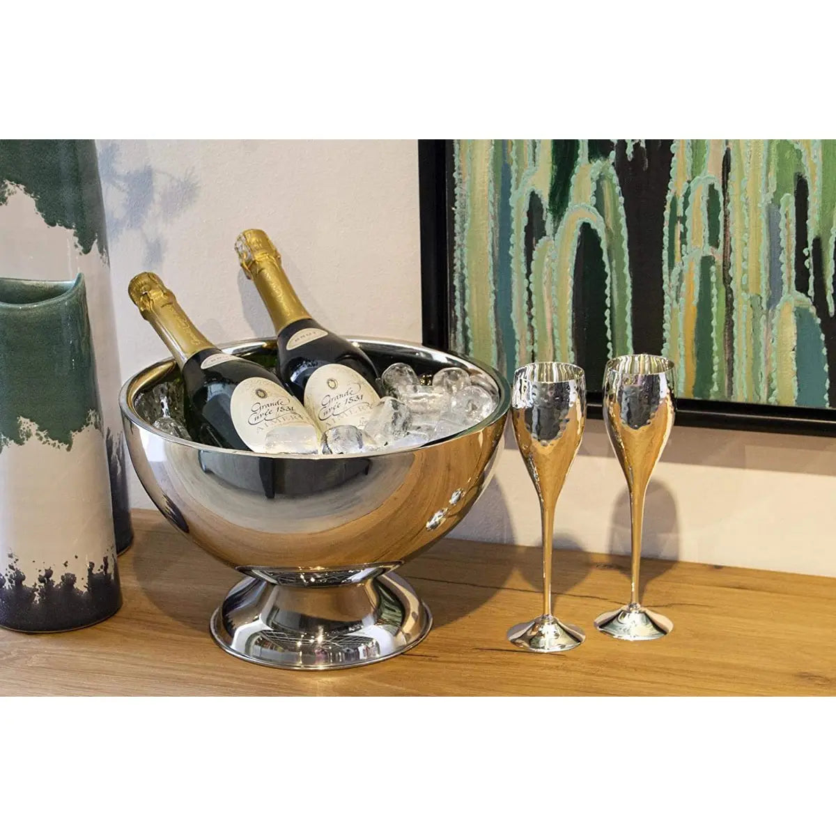 EDZARD Cave à champagne Cave à vin Cave à vin Cadiz, acier inoxydable poli brillant, double paroi, ø 32 cm EDZARD-SHOP.com