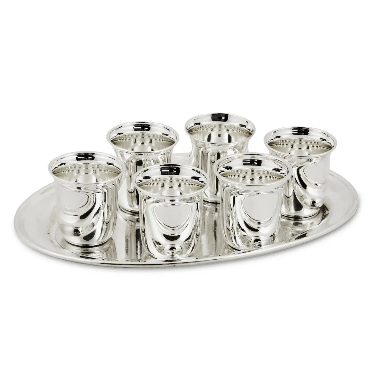 EDZARD Set de 7 schnaps, 6 tasses et plateau, argenté, 22x15 cm, tasse H 5 cm, contenance 4 cl EDZARD-SHOP.com