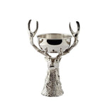 EDZARD Tête de cerf avec bol Richard, aluminium nickelé, couleur argent, hauteur 33 cm. Bol en acier inoxydable EDZARD-SHOP.com