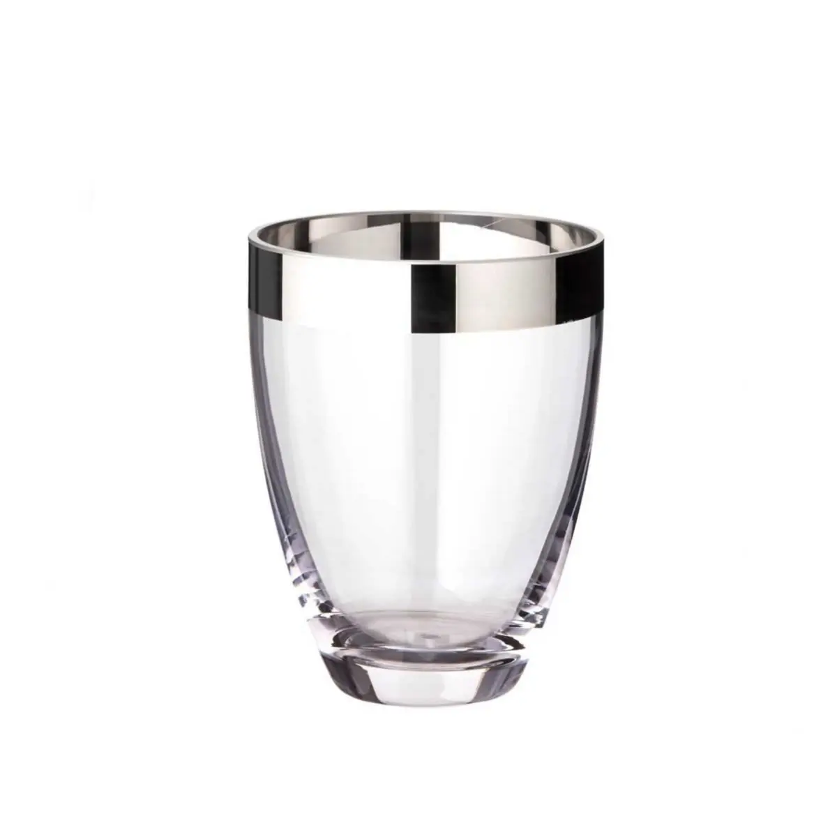 EDZARD Vase Charlotte, verre cristal soufflé à la bouche avec bord en platine, hauteur 16 cm, diamètre 12 cm EDZARD-SHOP.com