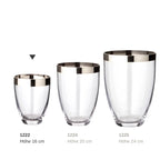 EDZARD Vase Charlotte, verre cristal soufflé à la bouche avec bord en platine, hauteur 16 cm, diamètre 12 cm EDZARD-SHOP.com