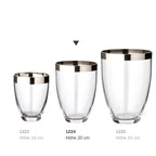 EDZARD Vase Charlotte, verre cristal soufflé à la bouche avec bord en platine, hauteur 20 cm, diamètre 15 cm EDZARD-SHOP.com