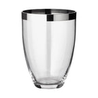 EDZARD Vase Charlotte, verre cristal soufflé à la bouche avec bord en platine, hauteur 24 cm, diamètre 19 cm EDZARD-SHOP.com