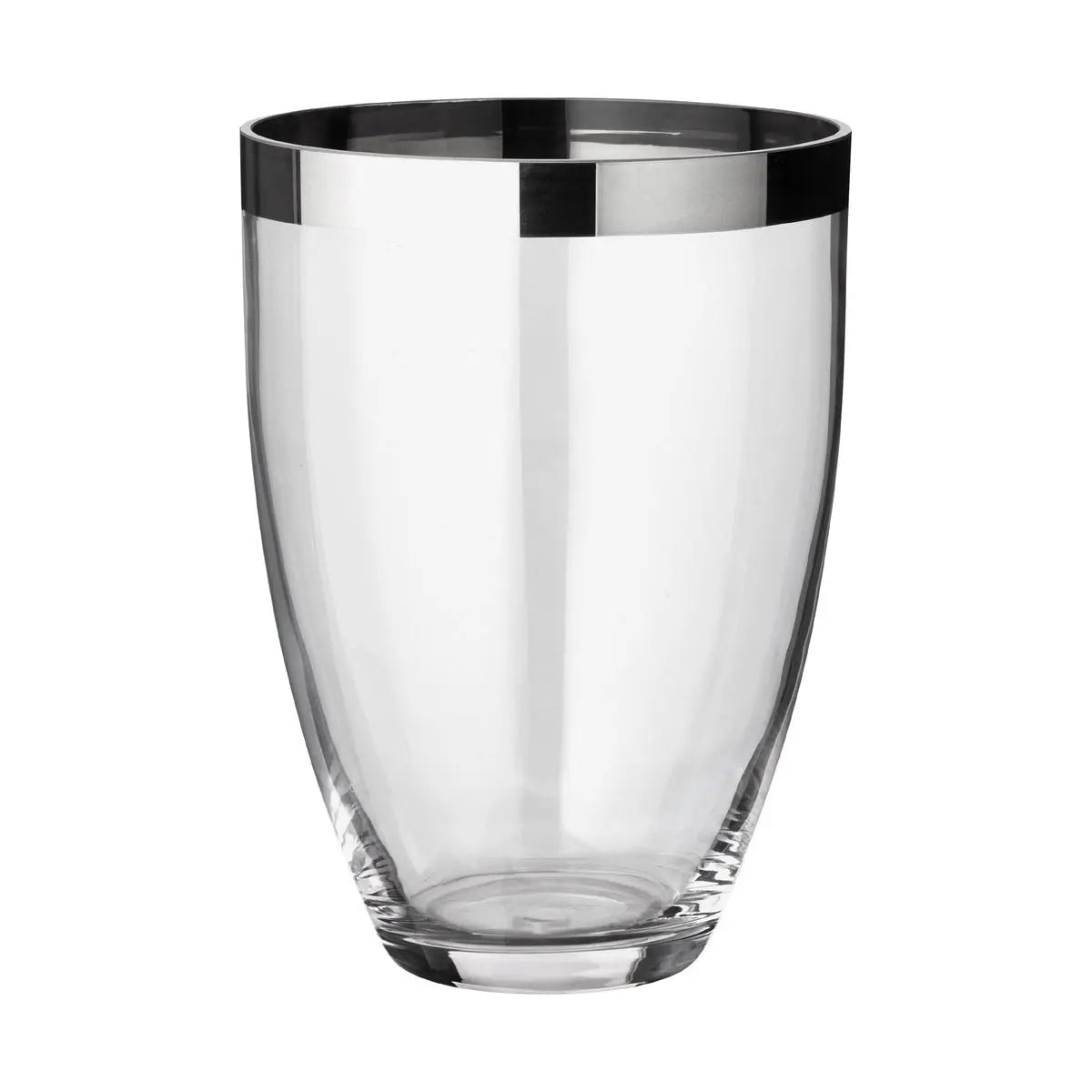 EDZARD Vase Charlotte, verre cristal soufflé à la bouche avec bord en platine, hauteur 24 cm, diamètre 19 cm EDZARD-SHOP.com