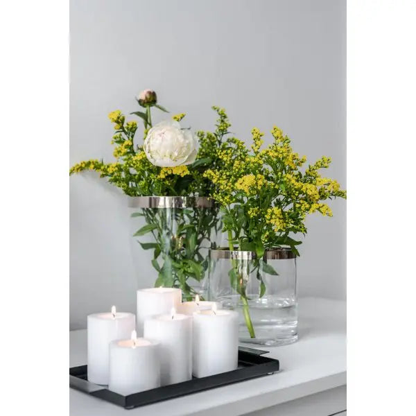 EDZARD Vase Charlotte, verre cristal soufflé à la bouche avec bord en platine, hauteur 24 cm, diamètre 19 cm EDZARD-SHOP.com