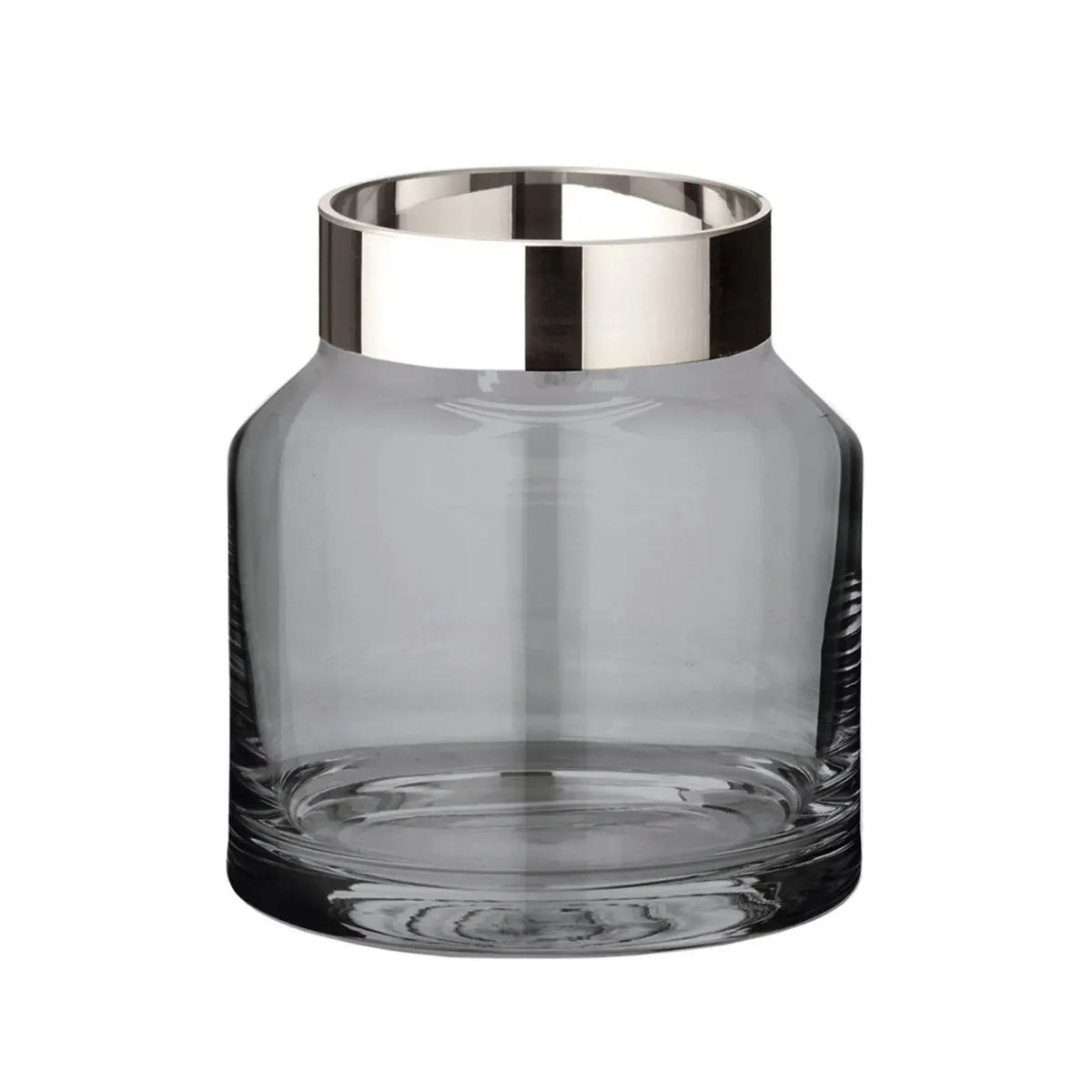 EDZARD Vase Gabi (Ø 17 cm, hauteur 19 cm), verre de cristal foncé soufflé à la bouche avec un bord en platine EDZARD-SHOP.com