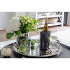 EDZARD Vase Gabi (Ø 17 cm, hauteur 19 cm), verre de cristal foncé soufflé à la bouche avec un bord en platine EDZARD-SHOP.com