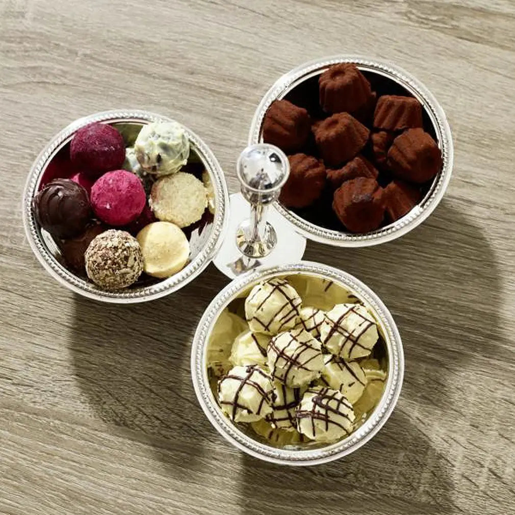 EDZARD bol triplet bol triple bol snack Perla, argent massif, diamètre 21 cm EDZARD-SHOP.com