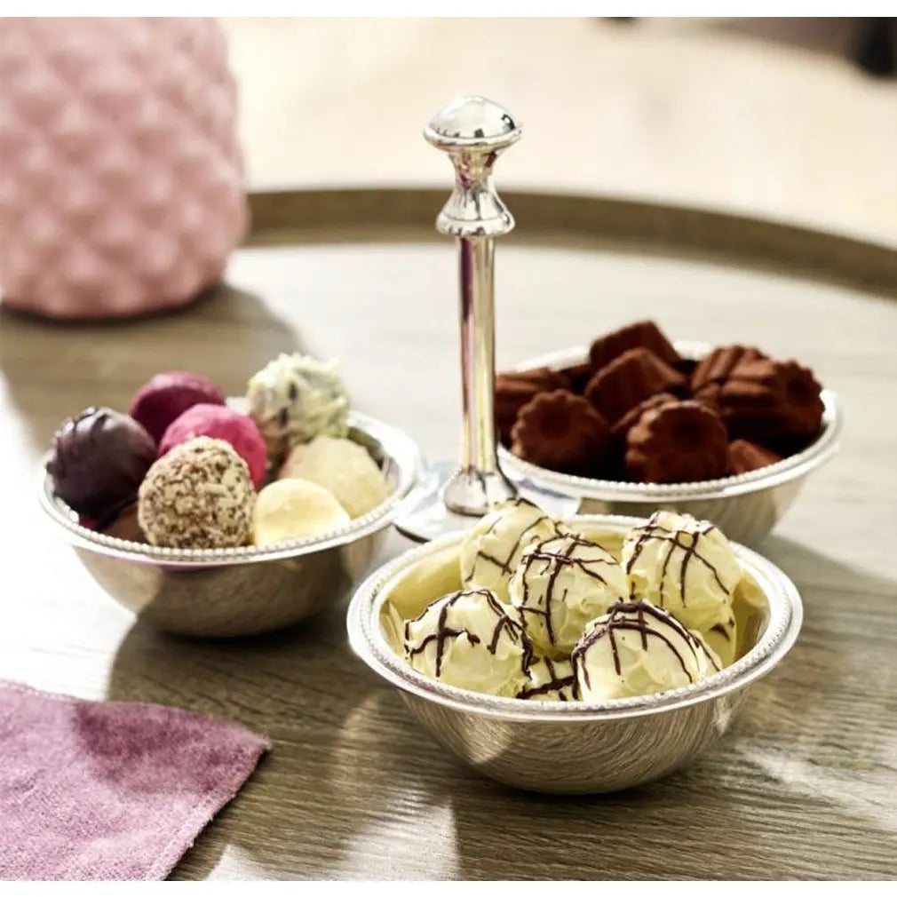 EDZARD bol triplet bol triple bol snack Perla, argent massif, diamètre 21 cm EDZARD-SHOP.com