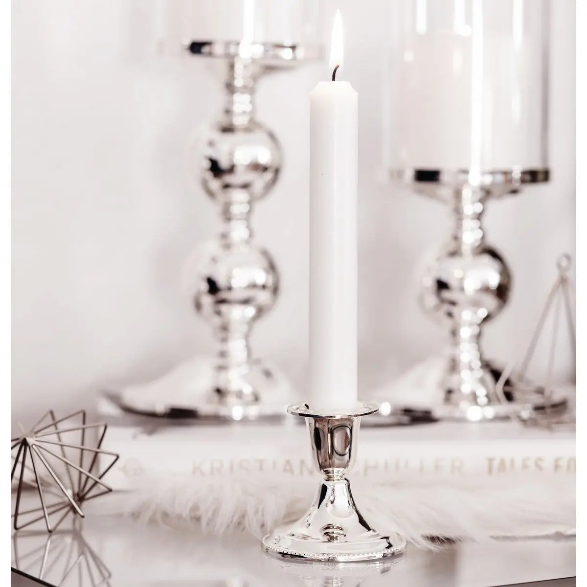 EDZARD bougeoir Perla pour bougies en bâtonnet, hauteur 7 cm, noble argenté, résistant au ternissement EDZARD-SHOP.com