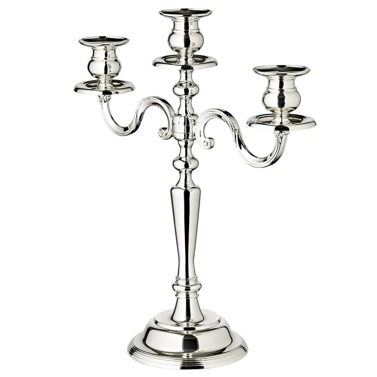 EDZARD bougeoir Regina, 3 flammes, hauteur 36 cm, noble argenté, résistant au ternissement EDZARD-SHOP.com
