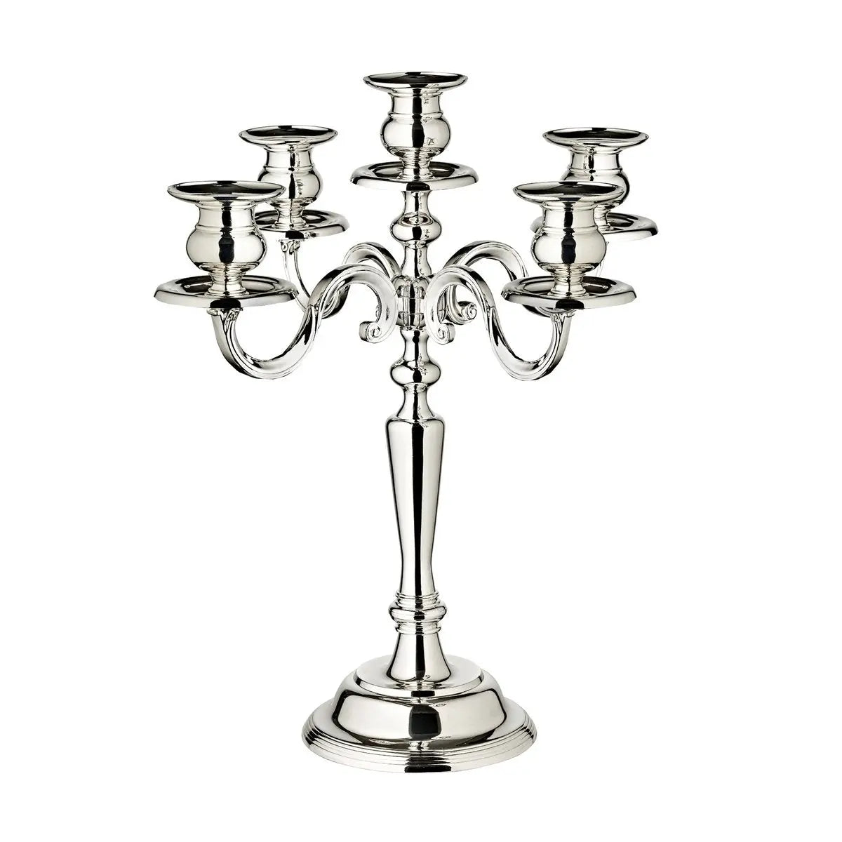 EDZARD bougeoir Regina, 5 flammes, hauteur 37 cm, noble argenté, résistant au ternissement EDZARD-SHOP.com