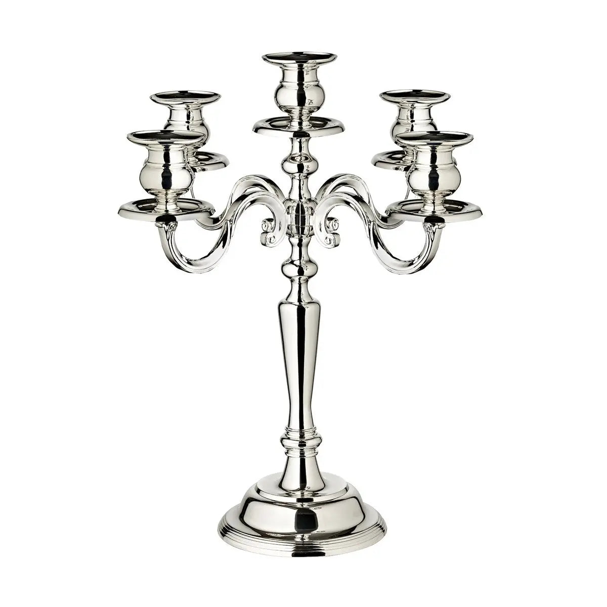 EDZARD bougeoir Regina, 5 flammes, hauteur 37 cm, noble argenté, résistant au ternissement EDZARD-SHOP.com