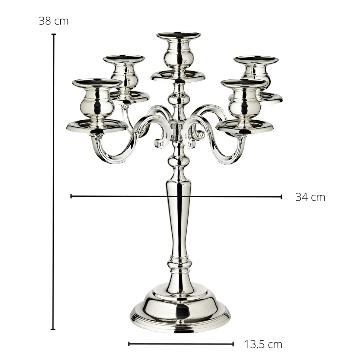 EDZARD bougeoir Regina, 5 flammes, hauteur 37 cm, noble argenté, résistant au ternissement EDZARD-SHOP.com