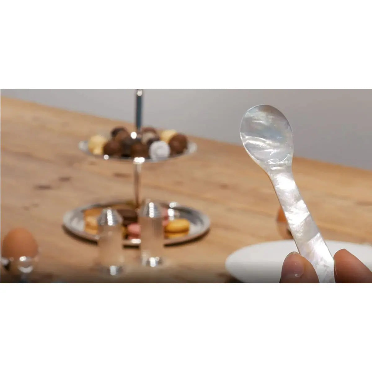 EDZARD cuillère en nacre cuillère à caviar cuillère à oeuf, artisanat de haute qualité, coins arrondis, longueur env.11 cm EDZARD-SHOP.com