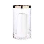 EDZARD lanterne Molly, verre cristal soufflé à la bouche avec bord en platine, hauteur 30 cm, diamètre 17 cm EDZARD-SHOP.com