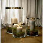 EDZARD lanterne Molly, verre cristal soufflé à la bouche avec bord en platine, hauteur 30 cm, diamètre 17 cm EDZARD-SHOP.com