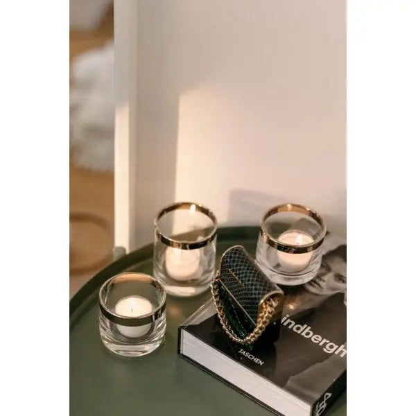 EDZARD lanterne Molly, verre cristal soufflé à la bouche avec rebord platine, hauteur 8 cm, diamètre 7 cm EDZARD-SHOP.com