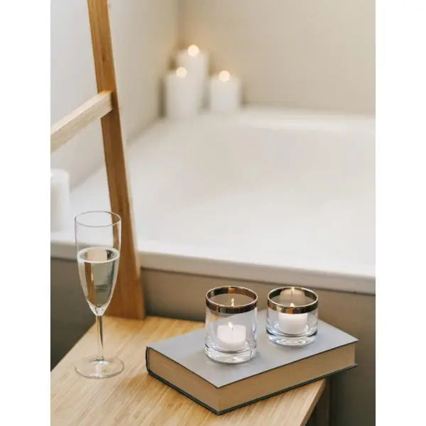 EDZARD lanterne Molly, verre cristal soufflé à la bouche avec rebord platine, hauteur 8 cm, diamètre 7 cm EDZARD-SHOP.com