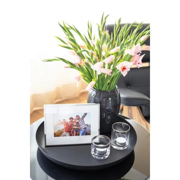 EDZARD lanterne Molly, verre cristal soufflé à la bouche avec rebord platine, hauteur 8 cm, diamètre 7 cm EDZARD-SHOP.com