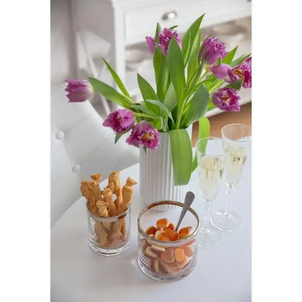 EDZARD lanterne Molly, verre en cristal soufflé à la bouche avec bord en platine, hauteur 10 cm, diamètre 11,5 cm EDZARD-SHOP.com