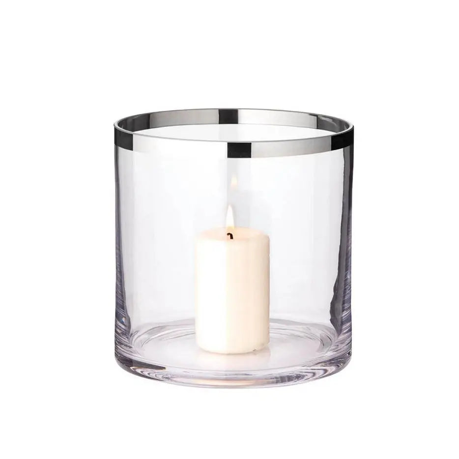 EDZARD lanterne Molly, verre en cristal soufflé à la bouche avec bord en platine, hauteur 18 cm, diamètre 18 cm EDZARD-SHOP.com