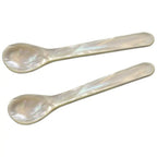 EDZARD lot de 2 cuillères en nacre, cuillères à caviar, cuillères à oeufs, coins arrondis, nacre de mer, longueur 11 cm EDZARD-SHOP.com