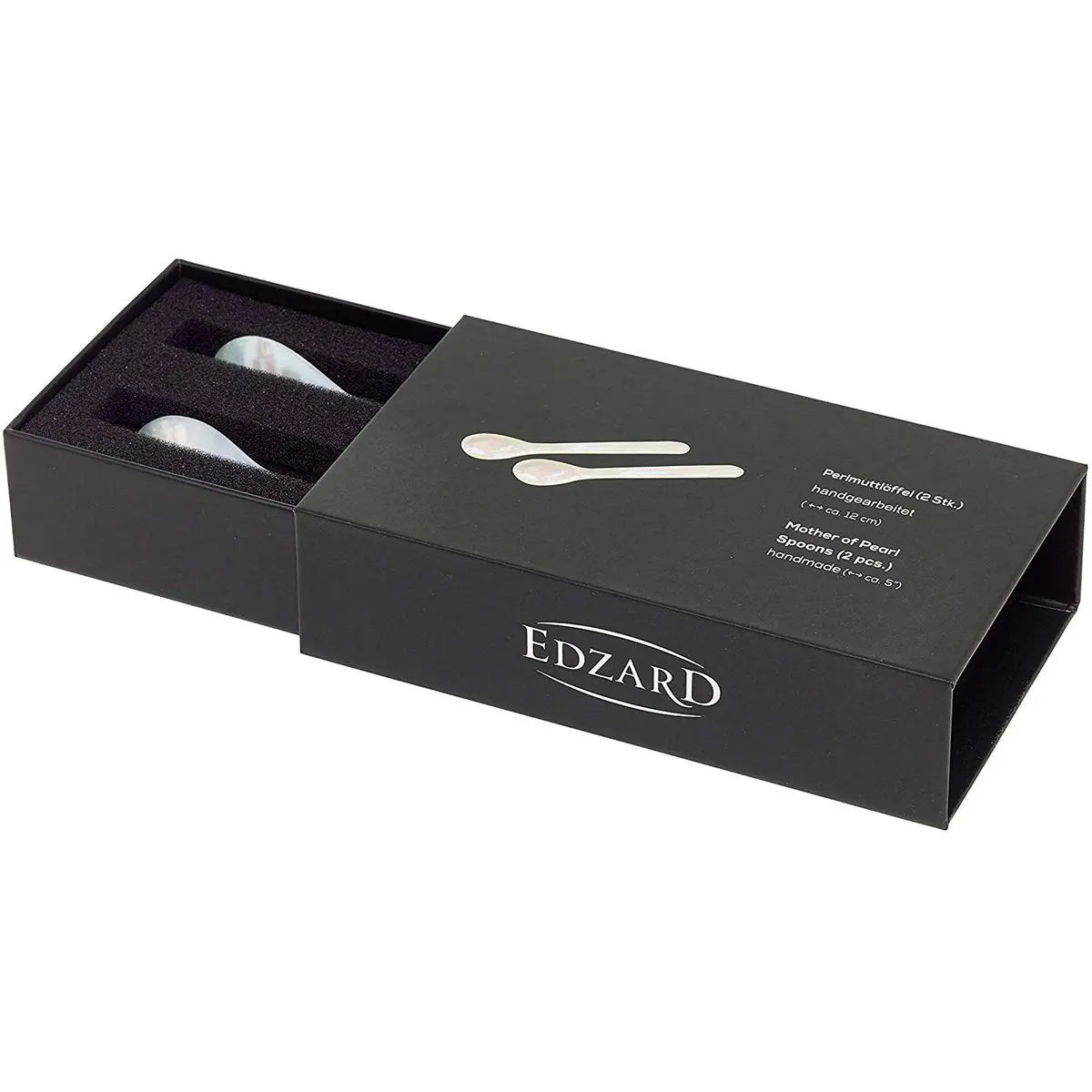 EDZARD lot de 2 cuillères en nacre, cuillères à caviar, cuillères à oeufs, coins arrondis, nacre de mer, longueur 11 cm EDZARD-SHOP.com