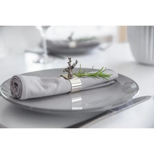 EDZARD lot de 2 ronds de serviette cerf, argenté, longueur 5 cm EDZARD-SHOP.com