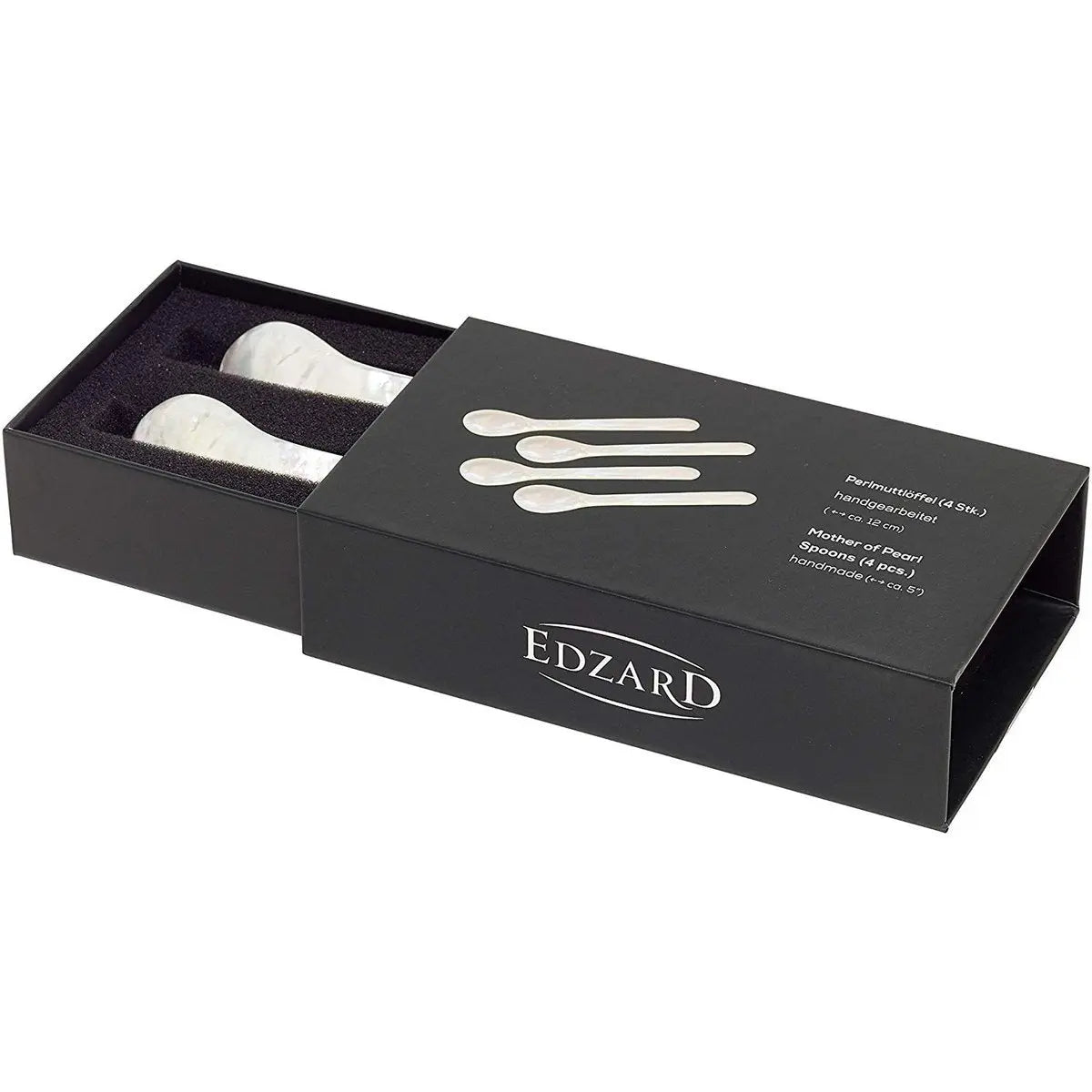 EDZARD lot de 4 cuillères en nacre cuillères à caviar cuillères à œufs, coins arrondis, longueur 11 cm EDZARD-SHOP.com