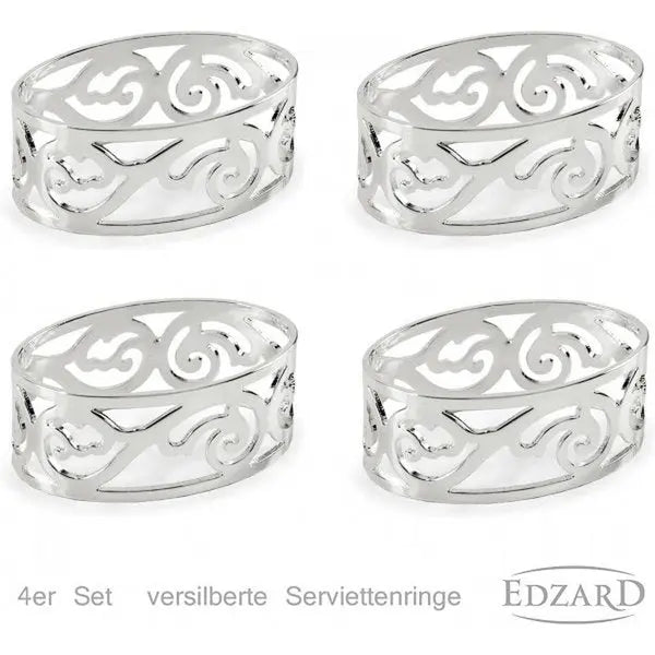 EDZARD lot de 4 ronds de serviette Vita, argenté, résistant au ternissement, longueur 5 cm EDZARD-SHOP.com