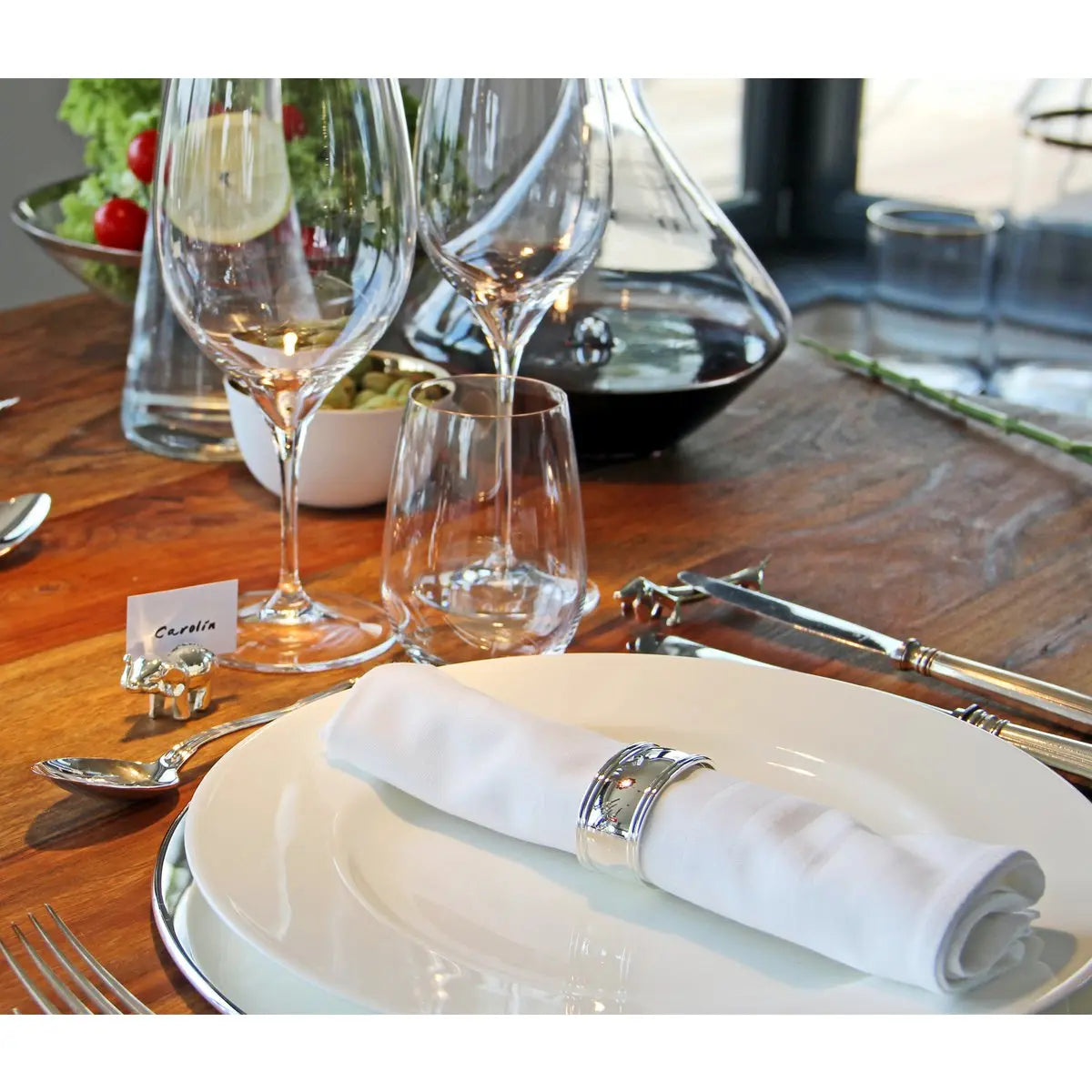 EDZARD lot de 6 anneaux de table fil, noble argenté, résistant au ternissement, longueur 6 cm EDZARD-SHOP.com